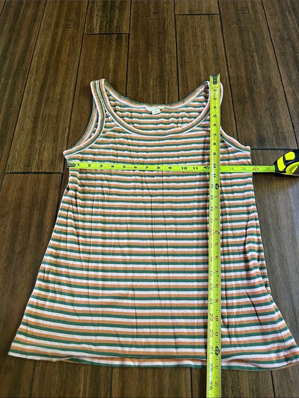 Caslon Striped Tank in Green and Peach Stripe